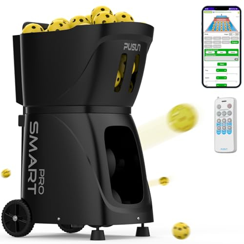 PUSUN PP-SMARTPro Pickleball Maschine - Profi Ballwerfer mit APP-Steuerung, 20 Landepunkte & Dink-Training, Smart Ballmaschine mit Multi-Winkel-System (4-6 Std. Laufzeit)
