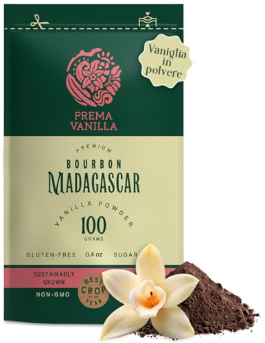 PREMA VANILLA 100g Poudre de Vanille Bourbon Premium – Fabriquée à partir de Gousses de Vanille de Madagascar – Qualité Gourmet – Arôme Pur et Intense