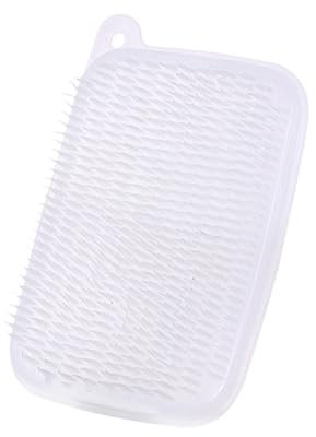 Cepillo limpiador de azulejos, cepillo de verduras, cepillo de patatas con plástico flexible, herramientas de limpieza flexibles para productos delicados o duros y fregado de frutas (blanco, talla