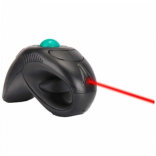 KOMBIUDA Ratón Inalámbrico Trackball Ergonómico de Mano Control de Pulgar USB para Uso Laptop Diseño para Diestros y Zurdos Color Negro