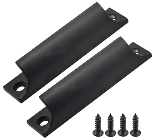 HFMYGS Balkontürgriff Außen, Terrassentür Außen, Aluminiumlegierungsgriff, Passend für Fenster, Schränke und Schubladen, Versatile Sicherer Griff Set mit Schrauben, Möbelbeschläge (Schwarz)