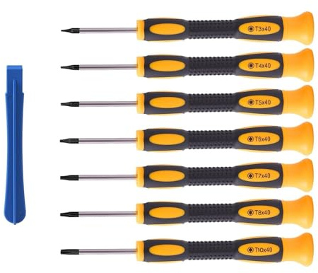 Magnetic Torx Screwdriver Set 7Pcs Precision Screwdrivers Driver T3 T4 T5 T6 T7 T8 T10 Security Screwdriver Set Repair Kit with Pry Tool for PS5 PS4 PS3 Xbox One Xbox 360 Controller Watch MacBook