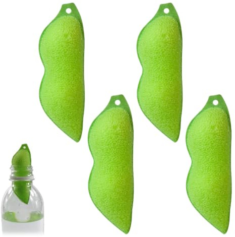 ZORVYN 4 Stück Magic Beans Bottle Cleaning Sponge, Küchenschwämme in Erbsenform, Flaschenreiniger Schwamm