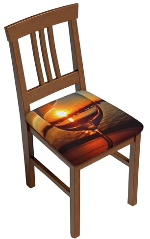 AMREWQYL Housse de coussin carrée imprimée verre à vin dans le coucher de soleil