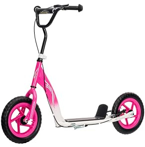 NINODOVAE Scooter Kinderroller Tretroller mit verstellbarem Lenker, Kickscooter mit großen Rädern Ф12 Cityroller für ab 5 Jahre (Rosa)