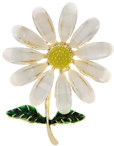 Vit färg tusensköna blombroscher för kvinnor, sommar växtnål, bröllopstillbehör, hatt