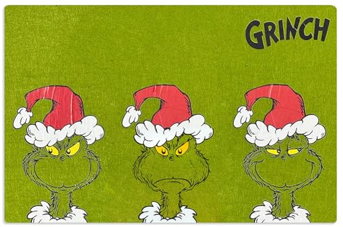 The Grinch – Platzmatte Platzdeckchen Filz 45×30cm Grün Tischdeko Weihnachtsdeko – Weihnachts Tischset mit Grinchmotiven – Filzuntersetzer für Teller als weihnachtliche Deko für Esstisch & Adventszeit