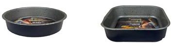 Pentalux Teglia Quadrata 20x20cm h5 più Tortiera Rotonda 20cm per Friggitrice ad Aria, Set 2 Pezzi Antiaderente