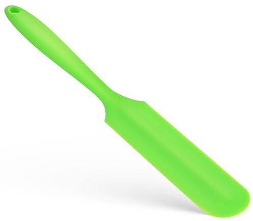 Lurrose Spatule en Silicone Alimentaire 24,5 X 3 Cm, Grattoir Flexible Double Face Vert pour Bocaux, Raclette Pâtisserie Résistante la Chaleur, Accessoire la Cuisine Polyvalent