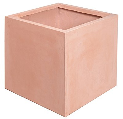 Primrose Outdoor Fibrecotta Terracotta Cube Garden Planter Pots Medium 30cm³ (11.8in³)