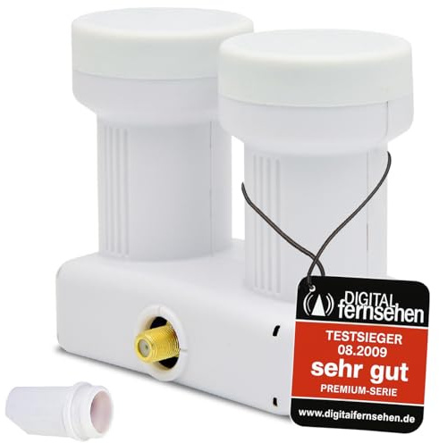 RED OPTICUM LMP 04H Monoblock Single LNB 0.1dB - LNB Doppelkopf für 1 Teilnehmer & 2 Satelliten mit integriertem DiseqC - 3D UHD 4K Ready - Monoblock LNB Astra Hotbird inkl. Wetterschutztülle