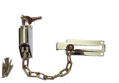 CADENA SEGURIDAD CON LLAVE PARA PUERTAS CROMO