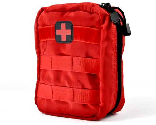 VGEBY1 Erste-Hilfe-Tasche, professionell, leicht zu transportieren, langlebig, Medizintasche, zum Klettern, tragbar, Set mit Trqumtologie-Set, Notfalltasche für Camping, Wandern, Reisen (rot)