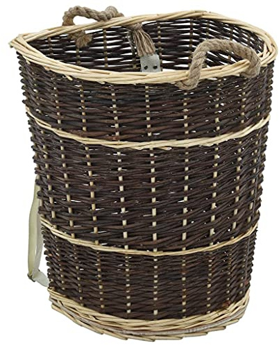 vidaXL Firewood Backpack with Carrying Belts Log Transport Storage Organiser Bucket Carrier Basket Holder 44.5x37x50cm Natural Willow