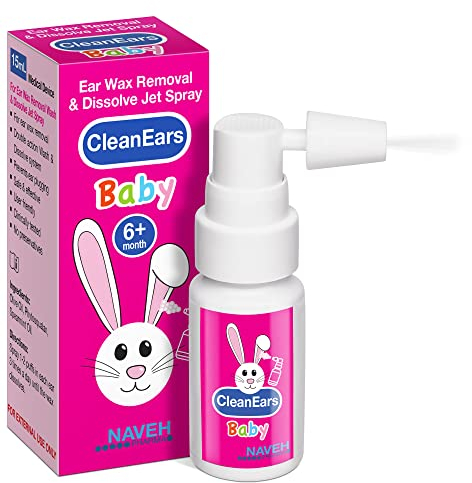 NAVEH PHARMA® CleanEars Baby | Fast-Acting Ear Wax Removal Spary | Breaks Down & Dissolves Earwax in Just 1 Treatment | Clinically Proven to Be 300% More Effective W/Mineral Oil | Gentle&Safe | 15ML