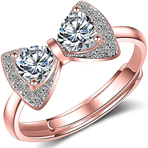 YooAi Bow Knot Rings Cubic Zirconia Jewelry Gift for Women Girl Birthday