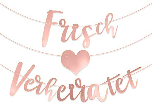 Frisch Verheiratet Girlande Just Married Girlande Banner Wimpelkette auf Deutsch Hochzeitsgirlande Dekoration für Hochzeitszeremonie Fotorequisiten Brautdusche Junggesellinnenabschied Wedding Deko
