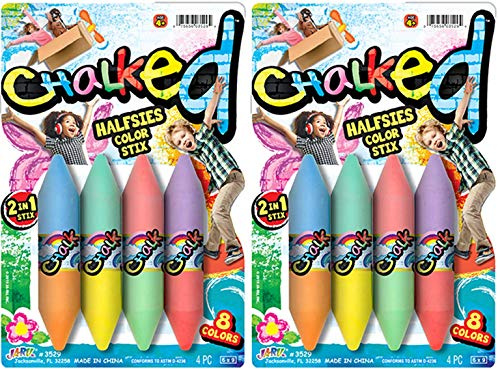 JA-RU Jumbo Double Sided Sidewalk Chalk (2 Pack) Non-Toxic & Washable Colored Chalk for Kids Ultimate Art Set. Outdoor Street Drawing. Party Easter Basket Stuffers. 3529-2p