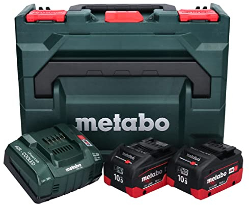 metabo Basis-Set 2 x LiHD 10 Ah ASC 145 + mB – 685142000 – Akkuset für zweifache Power und Schnellladen für maximale Leistung – Inklusive 18-V-Akkus und Ladegerät