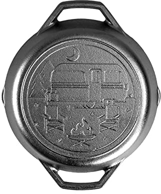 LODGE Cast Iron Wanderlust Series, Dual Handled Camper Pan, 10.25 inch,Black