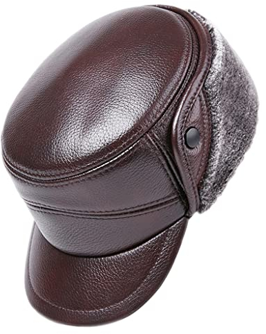 Winter Aviator-Hut Mit Ohrklappen Für Männer Und Frauen, Winddichte wasserdichte Trapper-Hut Mit Krempe Soldat-Russisch-Faux-Pelz-Hut-Mütze-Leder-Hut, Geschenk Für Ä brown1-59-60CM