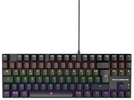 NOVA GAMING SCULPTOR - TKL USB-trådbundet mekaniskt speltangentbord - gamer-tangentbord, RGB-bakgrundsbelysning, 84 tangenter, inklusive 25 anti-ghosting, franska AZERTY - kompatibelt med PC Gaming,