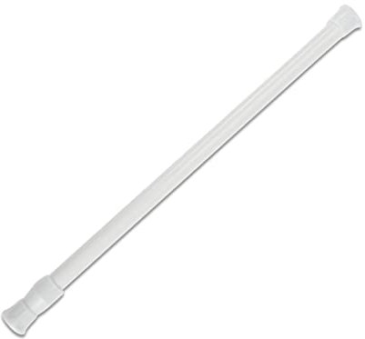 1Pcs Net Curtain Rods Extendable,30-50cm Extendable Hanging Bar,Tension Cupboard Rods, Adjustable Small Spring TensionRods Extendable Cupboard Bars for Bookshelf Wardrobe Bathroom(White)