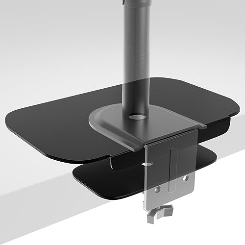 PUTORSEN Monitorhalterung Verstärkungsplatte für dünne Glas und andere Tischplatten, Große Montageplatten Stahl-Halterungsplatte passen auf die meisten Klemm- und Tüllensockel, Schwarz
