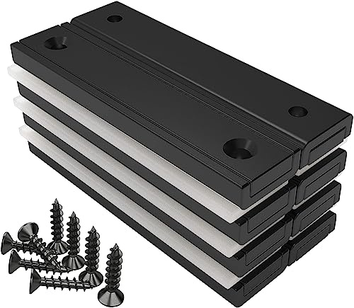 Magnetpro Pack of 8 Rectangular Magnets 80 LBS Force 60 x 13.5 x 5 mm Black Epoxy Coating Ultra Force Rust Resistance Suitable for Outdoor Use Household and Industrial Pot Magnet with Screws