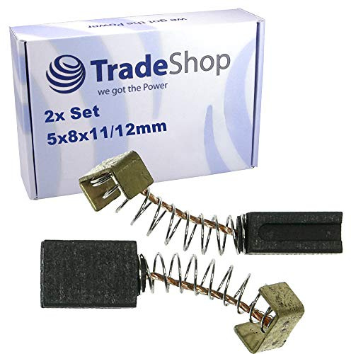 2x Trade-Shop Kohlebürste Motorkohle Schleifkohle 5 x 8 x 11/12 mm passend für viele Einhell Elektrogeräte wie BPSL750 (Stichsäge) GC-HH9048 (Heckenschere)