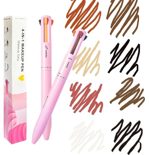 MKNZOME 4 in 1 Makeup Pen, 2 Stück Highlighter Stick, Eyeliner Stift, Makeup Lip Liner, Eyebrow Pencil, Augen Make-up, Wasserfest, Hochpigmentierter, Langanhaltendes, Multifunktional