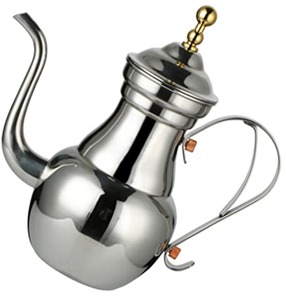 Arabische Kaffeekanne, Eid Mubarak Teekessel, Cezve-Kaffeekanne, kleiner Teekessel mit Ausguss, Kaffeekanne, türkische Teekannen, Aluminium-Wasserkocher, Schwanenhals, Metall, Edelstahl, für Tee mit