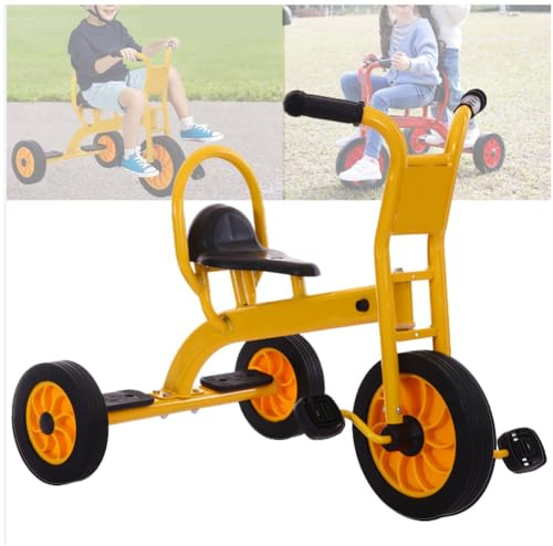RNQZ Kids Tricycle for Toddlers Ages 2-6, Children's Tricycle Outdoor Play Equipment and Kindergarten,Toddler Bike Rubber Tires Can Bear 200lb,Yellow