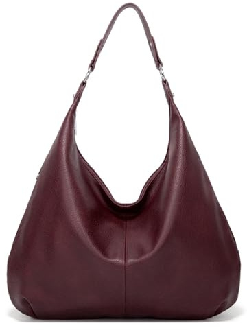 Hobo Tasche, Damensäcke, Umhängetasche PU Leder Wein roter Umhängetasche mit Reißverschluss Schultertasche modisch leicht weinrot rotes Umhängetasche