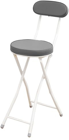 Sgabello Pieghevole Alto con Imbottito, Sedie Pieghevole Portatile, Sgabelli da Bar Alti per Campeggio All'aperto Cucina Negozio Caffetteria (Color : Gray, Size : 60cm/24in 1pcs)