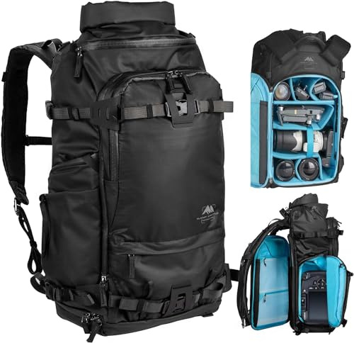 Summit Creative 50 L Schwarz Wasserdichter Kamerarucksack & Fotorucksack – Große Reisetasche mit Kamera-Einsatz für DSLR/SLR/Mirrorless, Objektive, Stativ, Regenhülle, 16'' Laptopfach