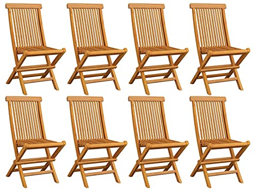 ShCuShan Klappbare Gartenstühle 8 STK. Massivholz Teak GartenstüHle Stapelbar Camping Tisch Stuhl Set Garden Chair Garten StüHle Outdoor 3072916
