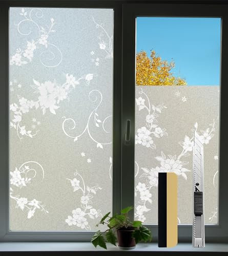 Antrect Blickdichte Fensterfolie, Folie Fenster Blickdicht von Außen, Folie für Fenster Blickdicht Glasfolie Fenster Sichtschutz Sonnenschutzfolie Fenster innen 90x400cm