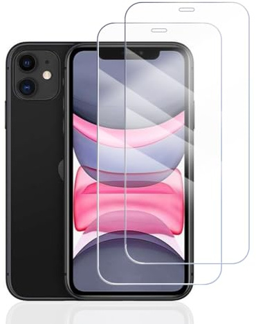Hhfcryst Vetro Temperato per iPhone 11 /iPhone XR, 2 Pezzi Pellicola Protettiva, HD Trasparente, Senza Bolle, Durezza 9H, Anti Graffio