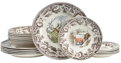 CreaTable, 24012, Serie Haydon Grove, 18-teiliges Geschirrset für 6 Personen, Teller Set aus Steingut, spülmaschinen- und mikrowellengeeignet, Qualitätsproduktion