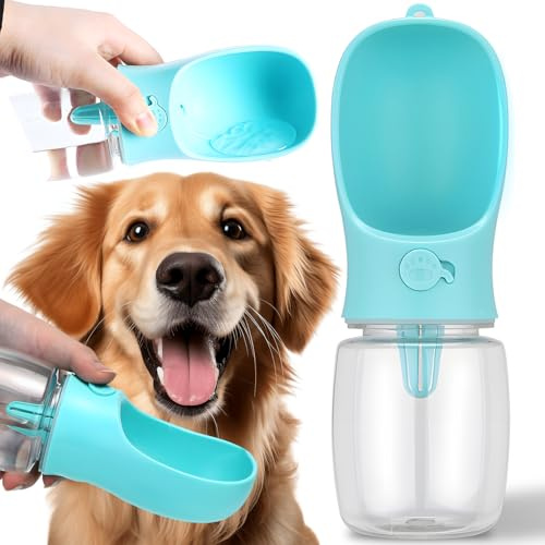 Retoo Gourde pour chien pour animaux de compagnie - Accessoire de voyage pour la randonnée et le camping - Fonction d'économie d'eau rotative - Anti-fuite - Portable - Acier inoxydable - Plastique de