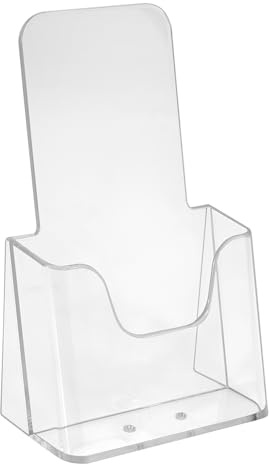 Zeigis 10er Set Tischprospektständer DIN Lang (99 x 210 mm) Prospekthalter | 10er Set, DIN Lang 9,9cm Breite, Stabiler Stand, Transparente Optik, Fülltiefe 331mm / glasklar