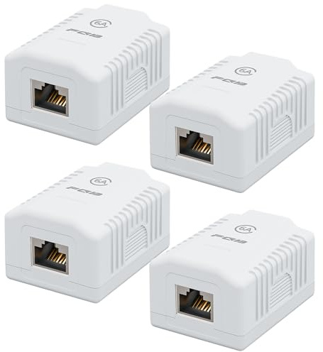 FGB 4X Cat6A Netzwerkdose Aufputz 1 Port FTP Geschirmt LAN Dose Weiß | Netzwerkdose Aufputz Cat7 RJ45 Buchse 10 Gbit/s Ethernet Netzwerk Aufputz Montage für verschiedenste Anwendungsbereiche