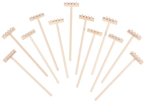 Toddmomy 12pcs Mini Zen Sand Rakes Four Tine Desktop Garden Rake Set for Meditation and Sandbox Decoration Accessories