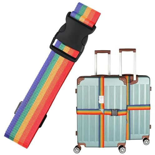 DmDoyy Correas para Equipaje, Cinturones De Nailon De Primera Calidad para Seguridad De Equipaje, Cinturones para Maleta De Viaje, Bolso, Mochilas, Arcoíris
