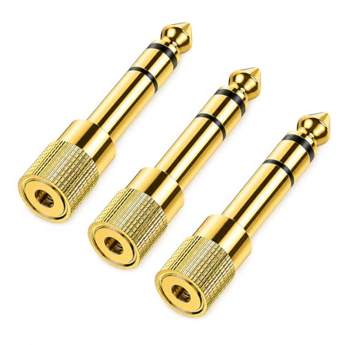 LMLYDFDG 3 Pack 6.35mm to 3.5mm Headphone Adapter, Gold Plated Jack Plug