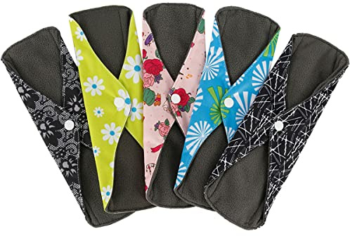 Harupink 5 Stück Waschbare Slipeinlagen,Damenbinden Waschbar mit Bambuskohle,Wiederverwendbare Stoffbinden,Waschbare Binden Bequem und Atmungsaktiv,Starke Perioden