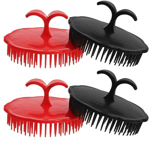 TOYANDONA 4 Stück Kopfhautmassagegerät Runde Dusche Shampoo Bürste aus Strapazierfähigem Kunststoff Sanfte Borsten für Kopfmassage Peeling Nass Trocken Anwendbar Geeignet für Reise