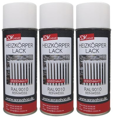 SDV Chemie Heizkörperlack Spray weiss seidenmatt 3x 400ml Heizkörper Lack RAL 9010 Radiator