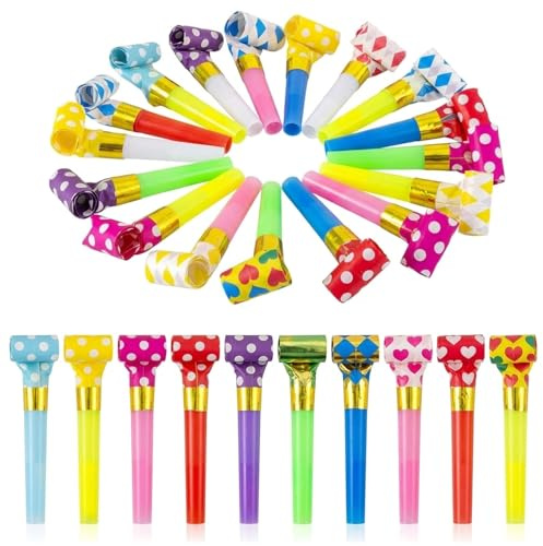 Party Blowers, 20 Pcs Colourful Party Blower Toys, Vibrant Party Bag Fillers with 23×2.8cm Dimensions, Ideal for Birthday Parties and New Year Celebrations, Suitable for Most People